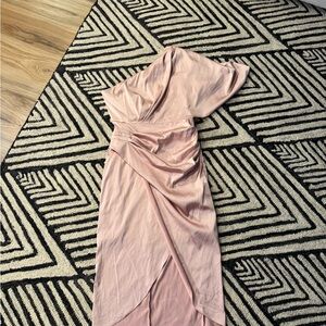 Amazon Pink One Shoulder Flutter Sleeve Gown